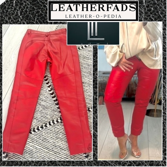 🔥VTG,Leather Fads,MSRP$342),Supple Lambskin Leather,RED,Adjustable ANKLES,Size 0 - Picture 1 of 15